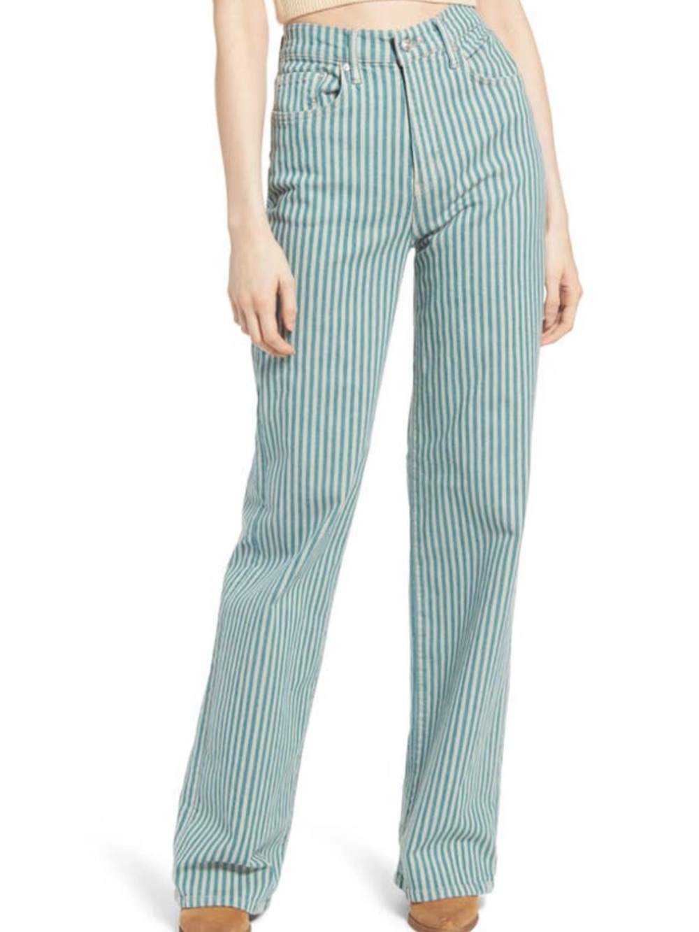 Free People- We The Free Astoria Wide Leg Jeans striped size 27